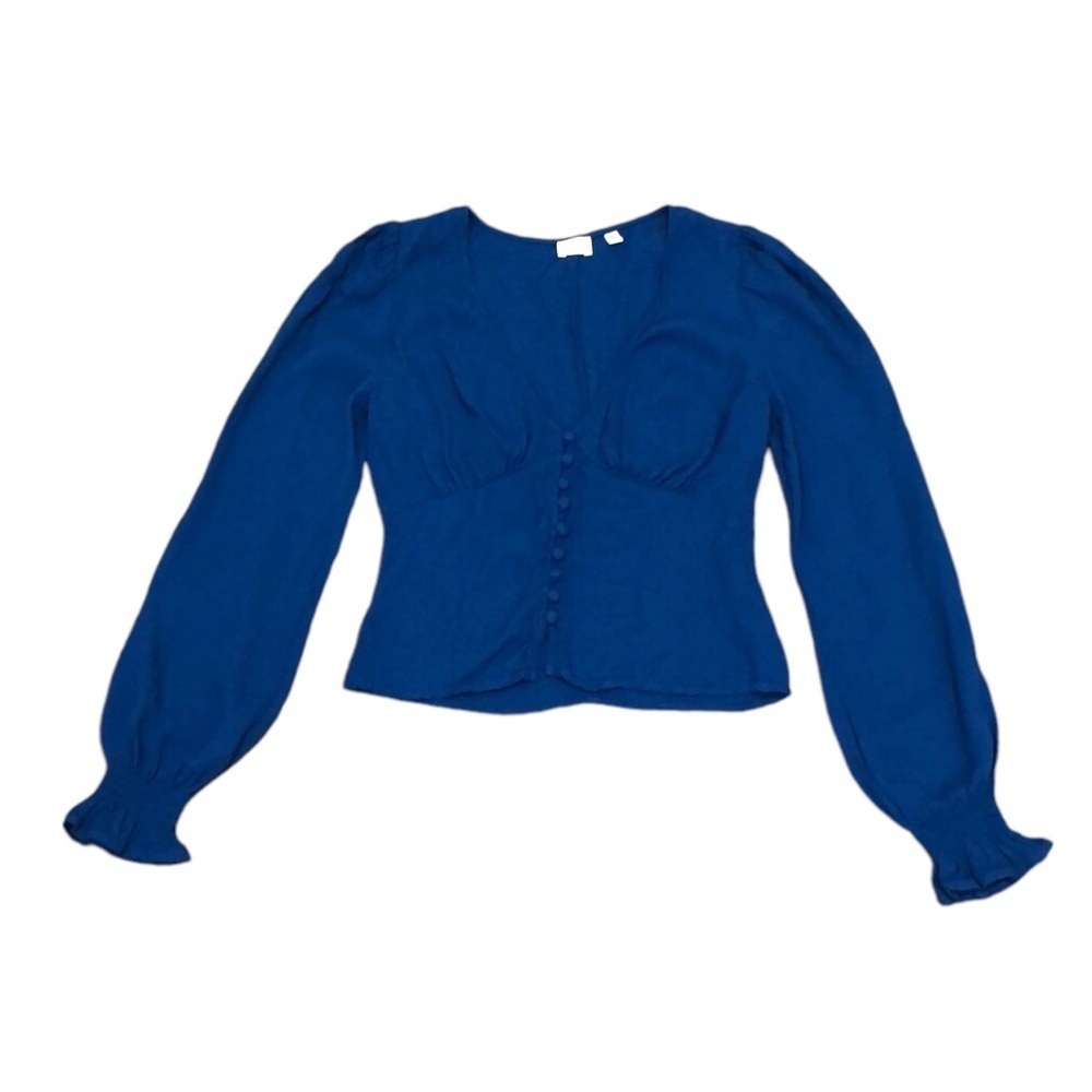 Wilfred Spellbound Blouse Size XXS Royal Blue Puff Sleeve Top